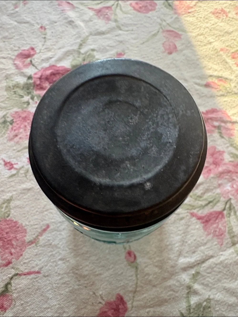 Vintage Blue Aqua Glass Ball Perfect Mason Jar Pint Size Zinc Lid 1910-1923